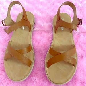 Brow Tan Strapped Sandals